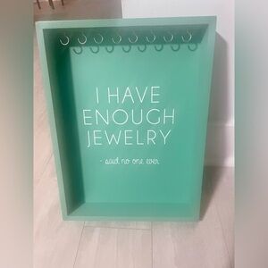 Teal Jewelry Organizer with Quote Jewelry Organizer Wall Display
